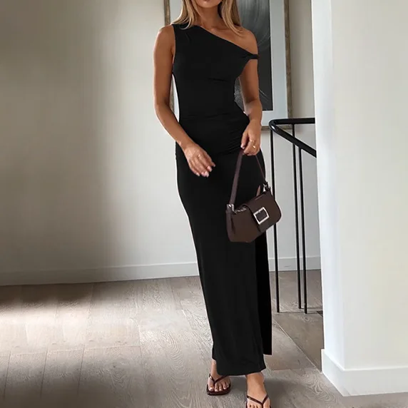 

Сексуальные женские шорты с асимметричным вырезом на плече и боковым разрезом, с эластичной талией, из ацетатного волокна, однотонные, весенние, для прогулок