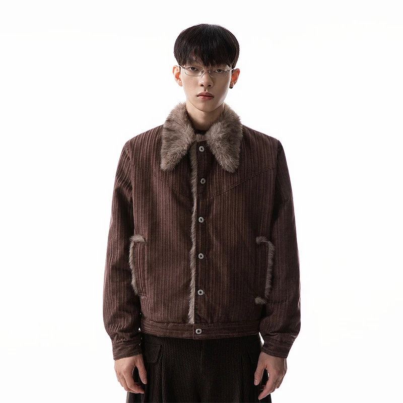 سترات شتوية جديدة للرجال لعام 2025 سترات دافئة بلون واحد سترات رجالية على الطراز الأمريكي مبطنة بالصوف قطع علوية سميكة وأكمام طويلة سترات