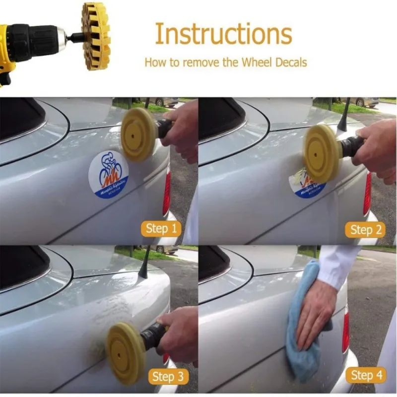 3.5/4inch Decal Removal Rubber Eraser Wheel for Remove Car Pinstripes, Stickers, Adhesive Vinyl Decals Power Drill Adaper
