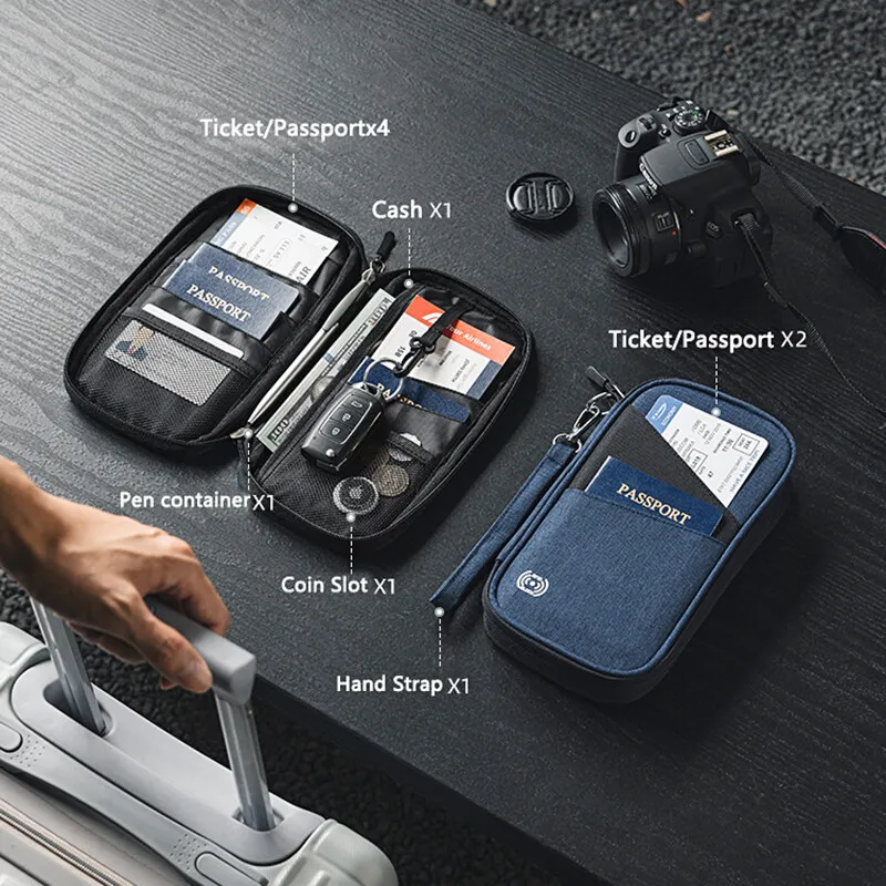 RFID Anti-Theft Passport Flight Ticket Holder Wallet ความจุขนาดใหญ่กระเป๋าเอกสารกระเป๋าเดินทางกระเป๋า Multi Functional Boarding Bag