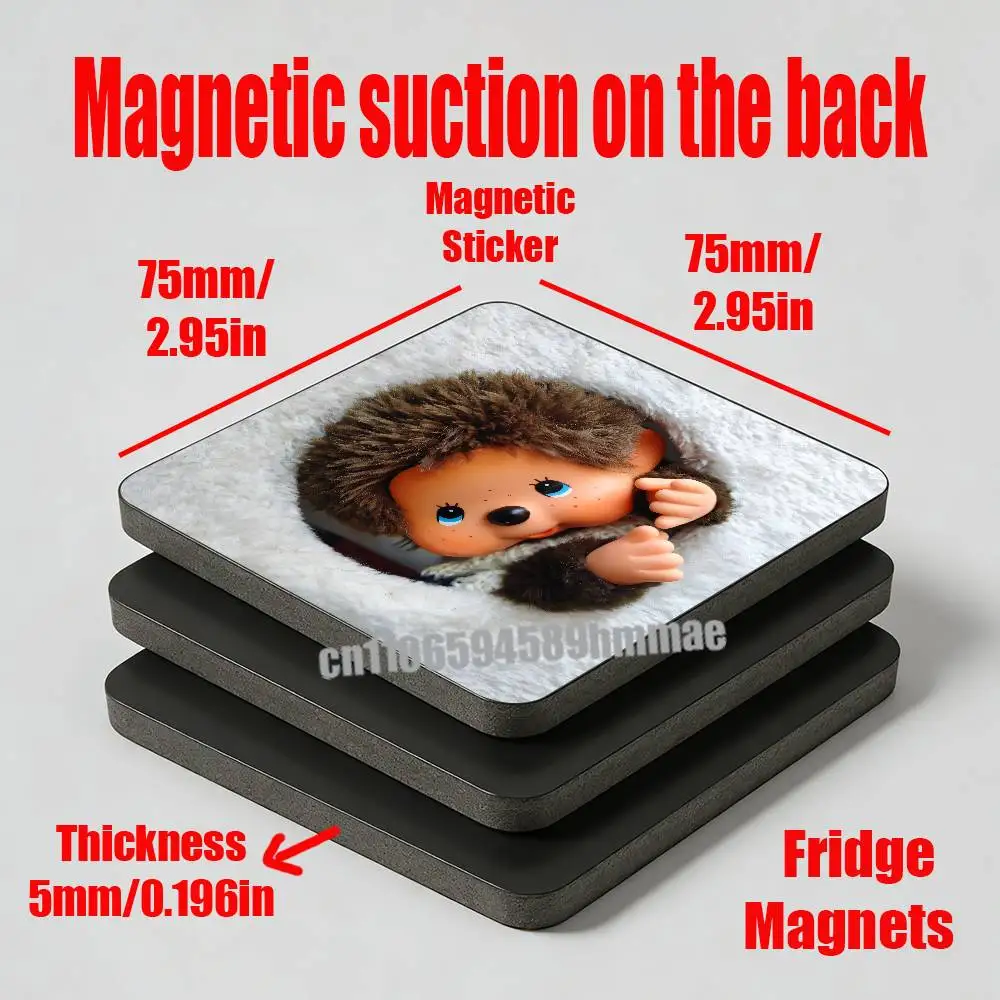 For Cartoon M-MonchhichiS Refrigerator Magnets Metal Cabinet Custom Fridge Freezer Magnetic Cards Cover