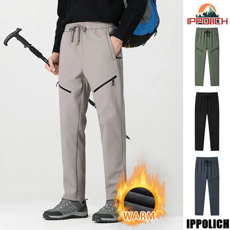 

Winter Hiking Pants Thickened Fleece Lined Soft Shell Waterproof Camping Trousers Male Warm Outdoor Windproof Fishing Ski Pants