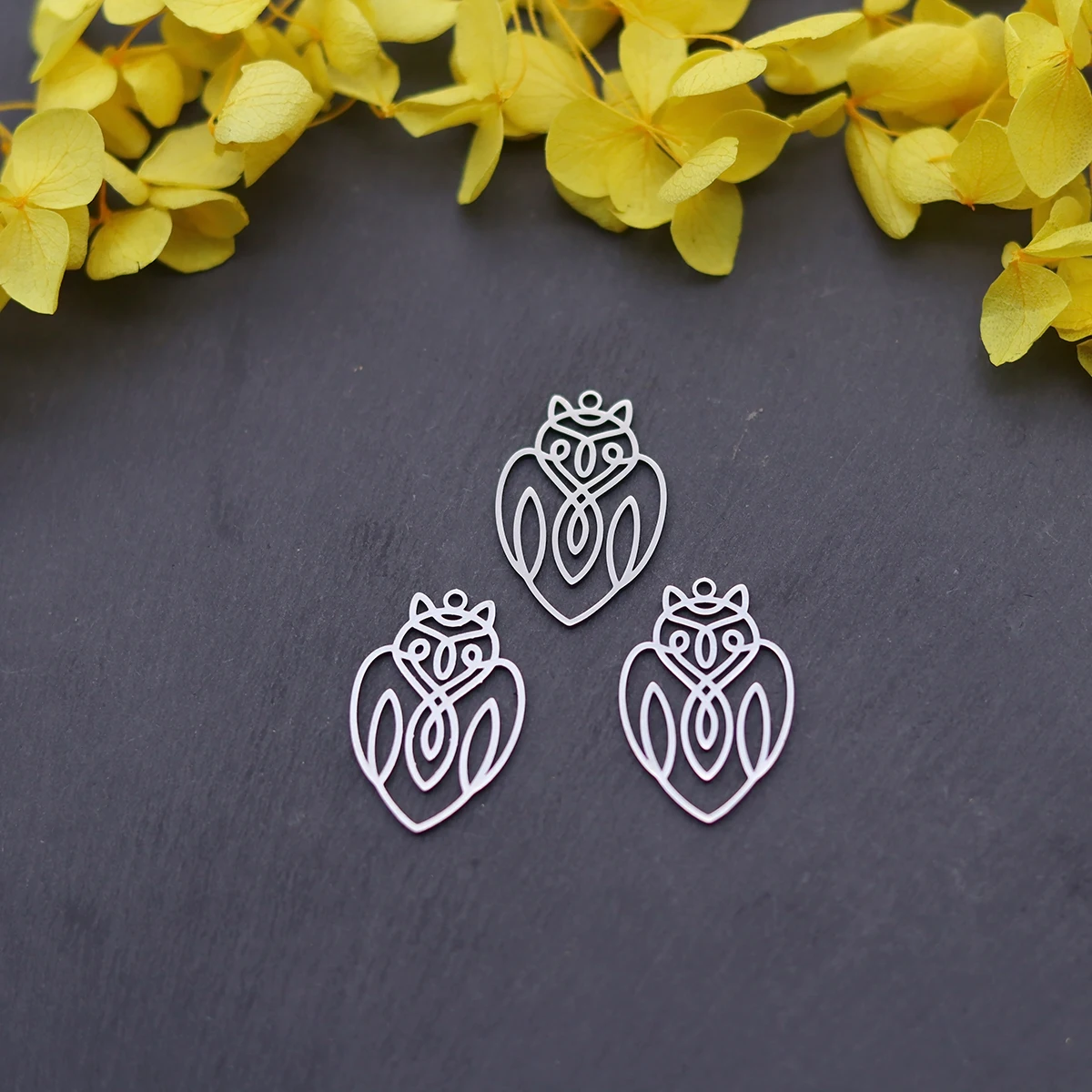 3pcs Stainless Steel Cartoon Owl Pendant Animal Wisdom Symbol Charms For Earrings Necklace Amulet Jewelry Making Supplies