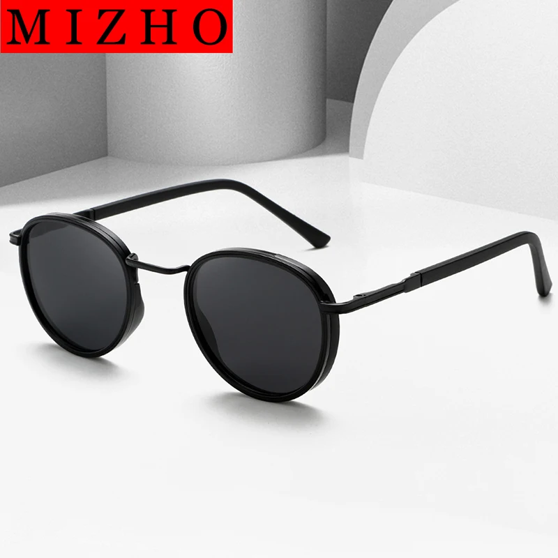 MIZHO Brand Driving Polarized Sunglasses Men Round Fashion COOL Plastic Titanium High Quality Sun Glasses Man UV Protection