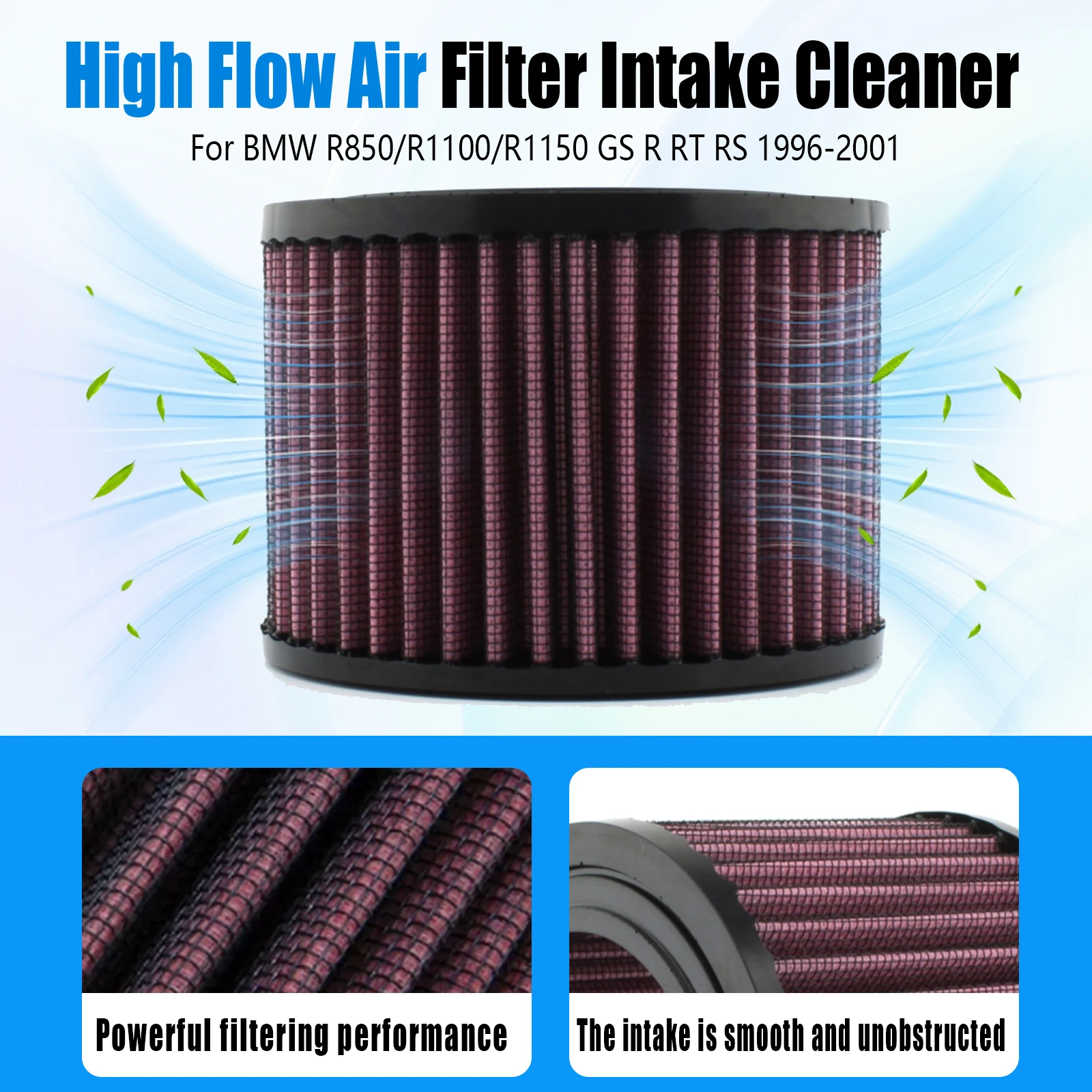 For BMW R1150rt R1100gs 1996-2001 Motorcycle High Flow Air Filter Intake Cleaner