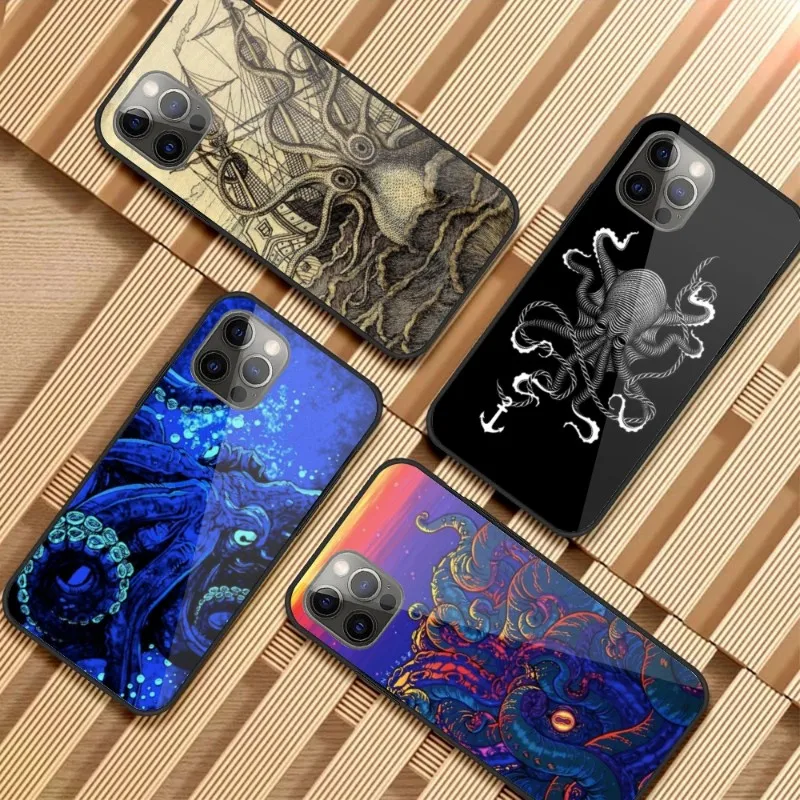 Norway Kraken Octopus Phone Case for iPhone 14 13 12 11 XS X 8 7 6 Plus Mini Pro Max SE 2022 PC Glass Phone Cover Funda