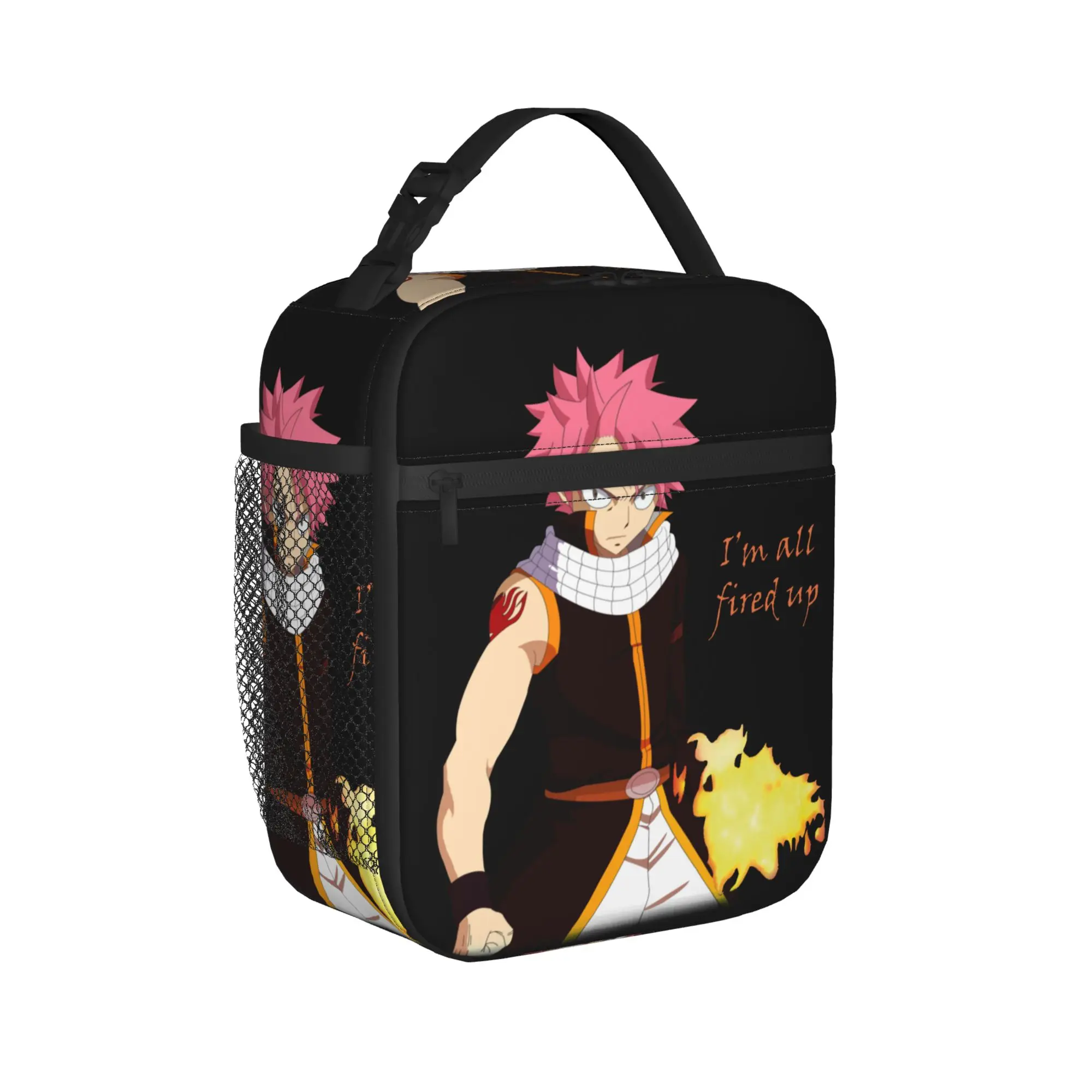Fairys Tails Insulated Lunch Bags High Capacity Natsu I'am All Fired Up Meal Container Cooler Bag Lunch Box Tote Beach  Outdoor