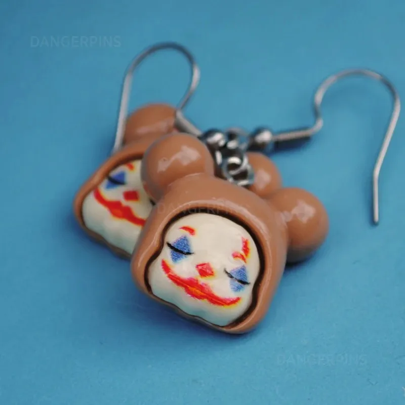 New Poor and Terrible Creepy Clown Bear Novel Earrings Creative Resin Earrings Novel Women Gifts Personalized Jewelry Women