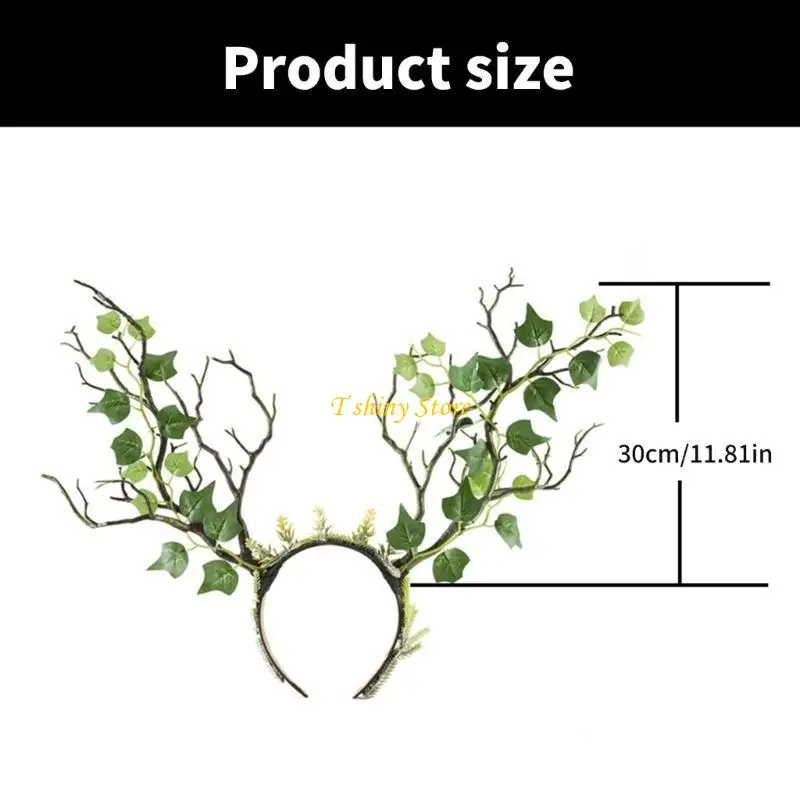 N58f Elegante foglia naturale a fascia naturale con dettaglio corna per le feste per donne accessori e decorazioni