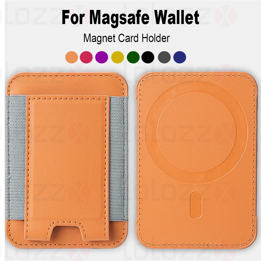 For Magsafe Card Holder Wallet Elastic Leather Pattern Case For iPhone 16 15 12 13 14 Pro Max S24 Ultra Magnet Phone Bag Cover