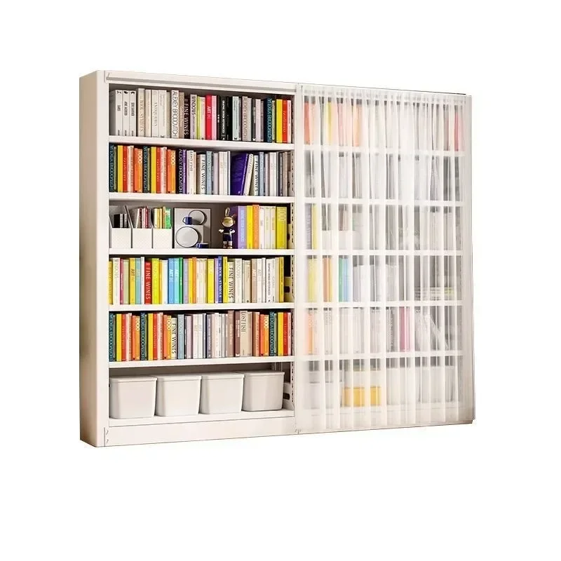 Household dust-proof bookshelf with curtain, library picture books, living room storage rack, bedroom floor-to-ceiling