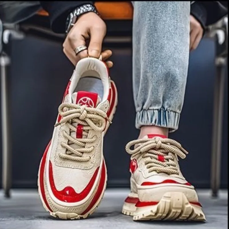 メンズトレンディな厚底通気性ソフトソールスニーカー高品質ファッションカジュアルスポーツ紳士靴 Zapatillas Hombre