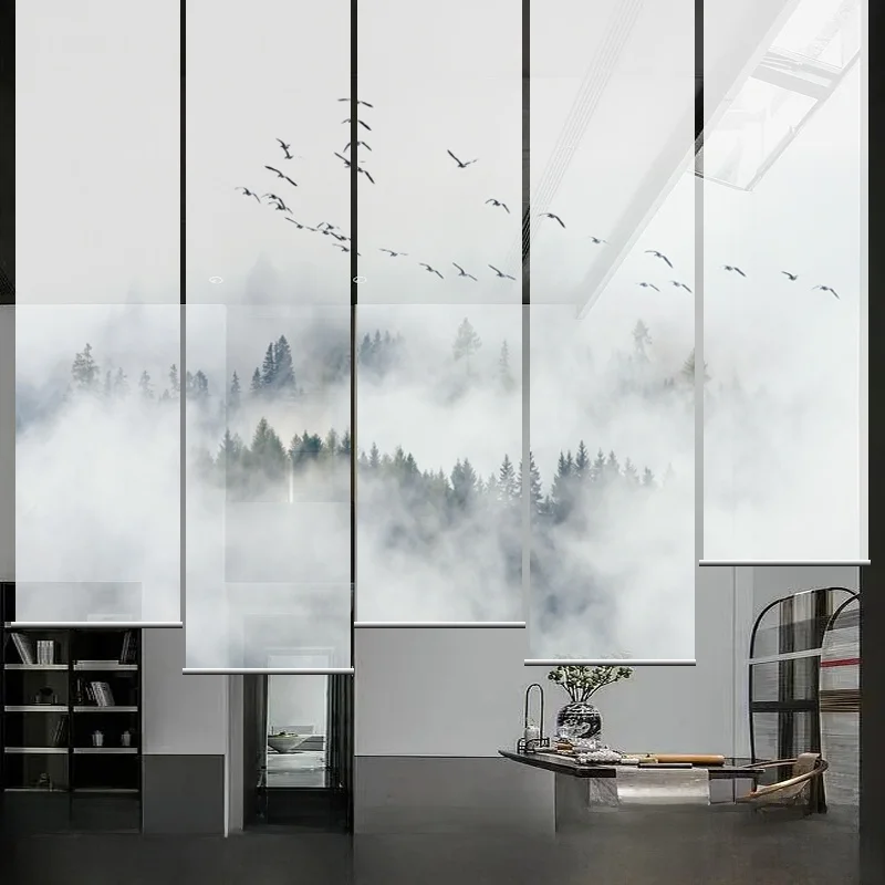 

Новый китайский Sle Cloud Mist Mountain Water Ink Riser l Декоративная прокрутка для подвешивания экрана Мягкая перегородка Полупрозрачная...