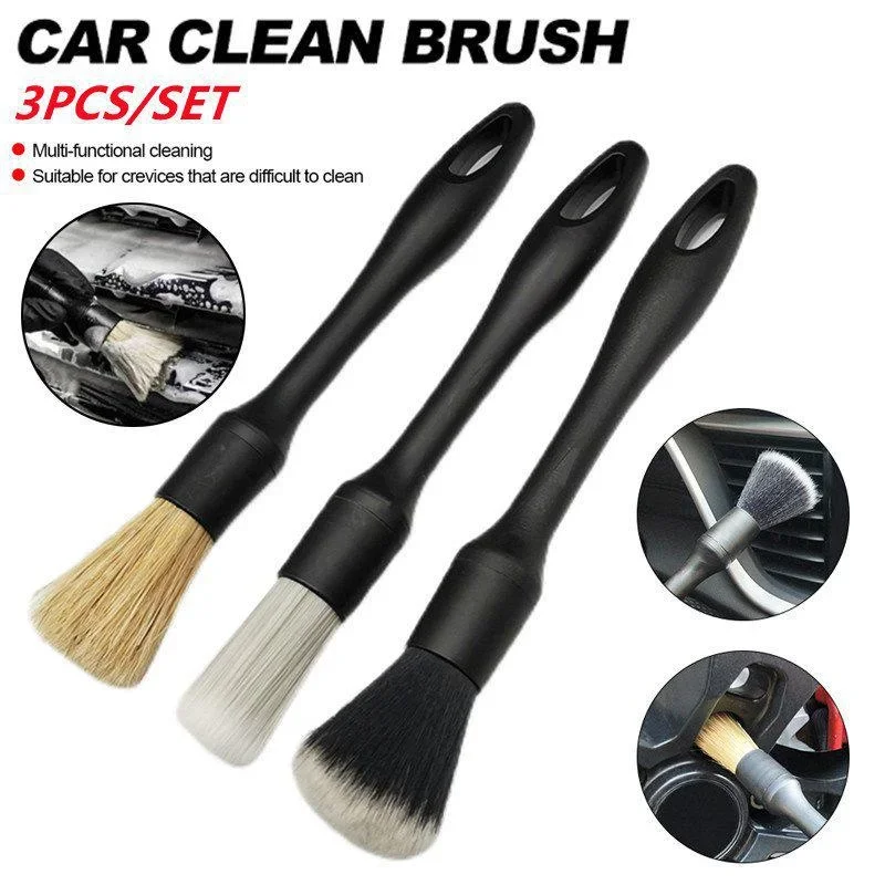 3PCS Car Detailing Crevice Brush Set Auto Interior Detail Cleaning Brushes