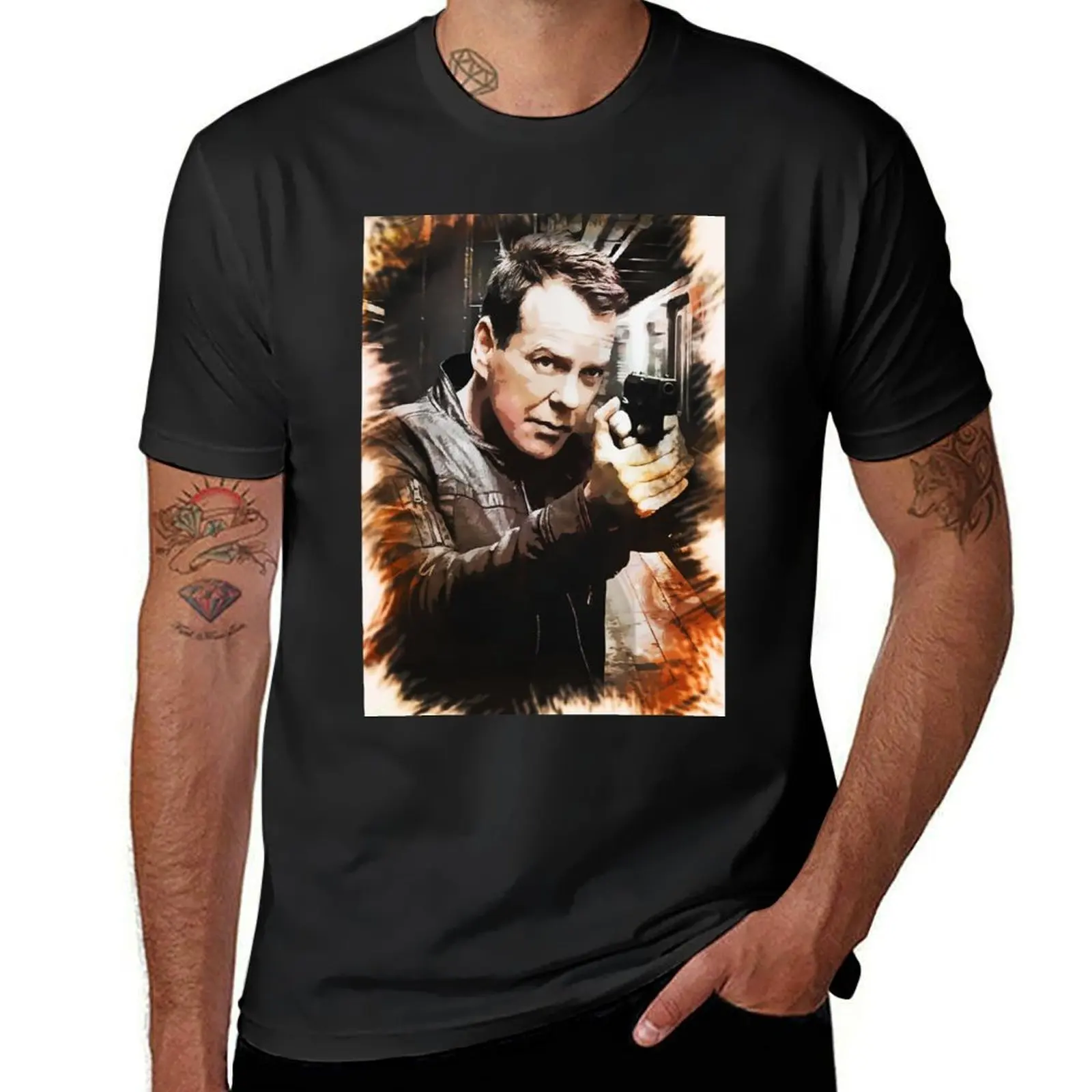 Jack Bauer Portrait T-Shirt boys animal print shirts graphic tees vintage men clothes