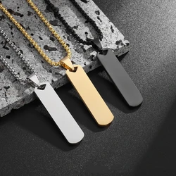 10pcs 9.5*45MM Simple Stainless Steel Solid Rectangular Geometric Necklace Men's And Women's Jewelry Accessories