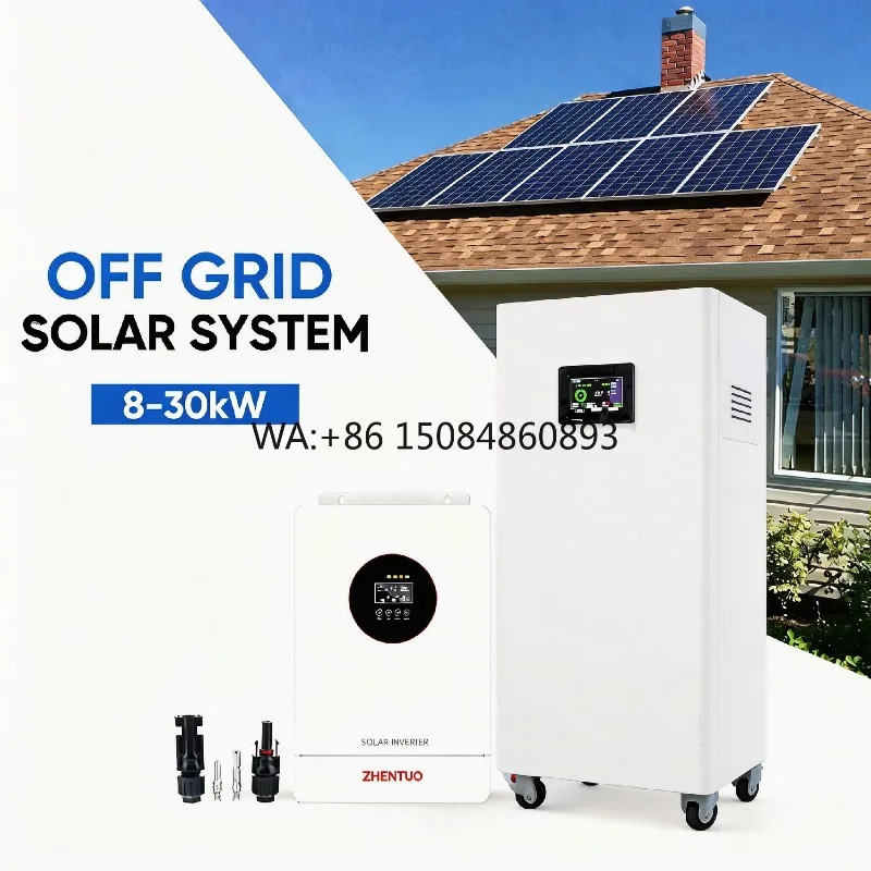 Solar Energy System 10KW Off-grid Complete Kit Polycrystalline Silicon Panels MPPT Controller LiFePO4 Battery Storage Pure Sine