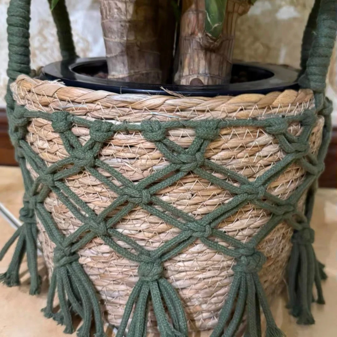 High Quality Wicker Basket For Planter Natural Flower Pot Bamboo Seagrass Woven Storage Baskets Toy Holders Home Garden Deco view 2