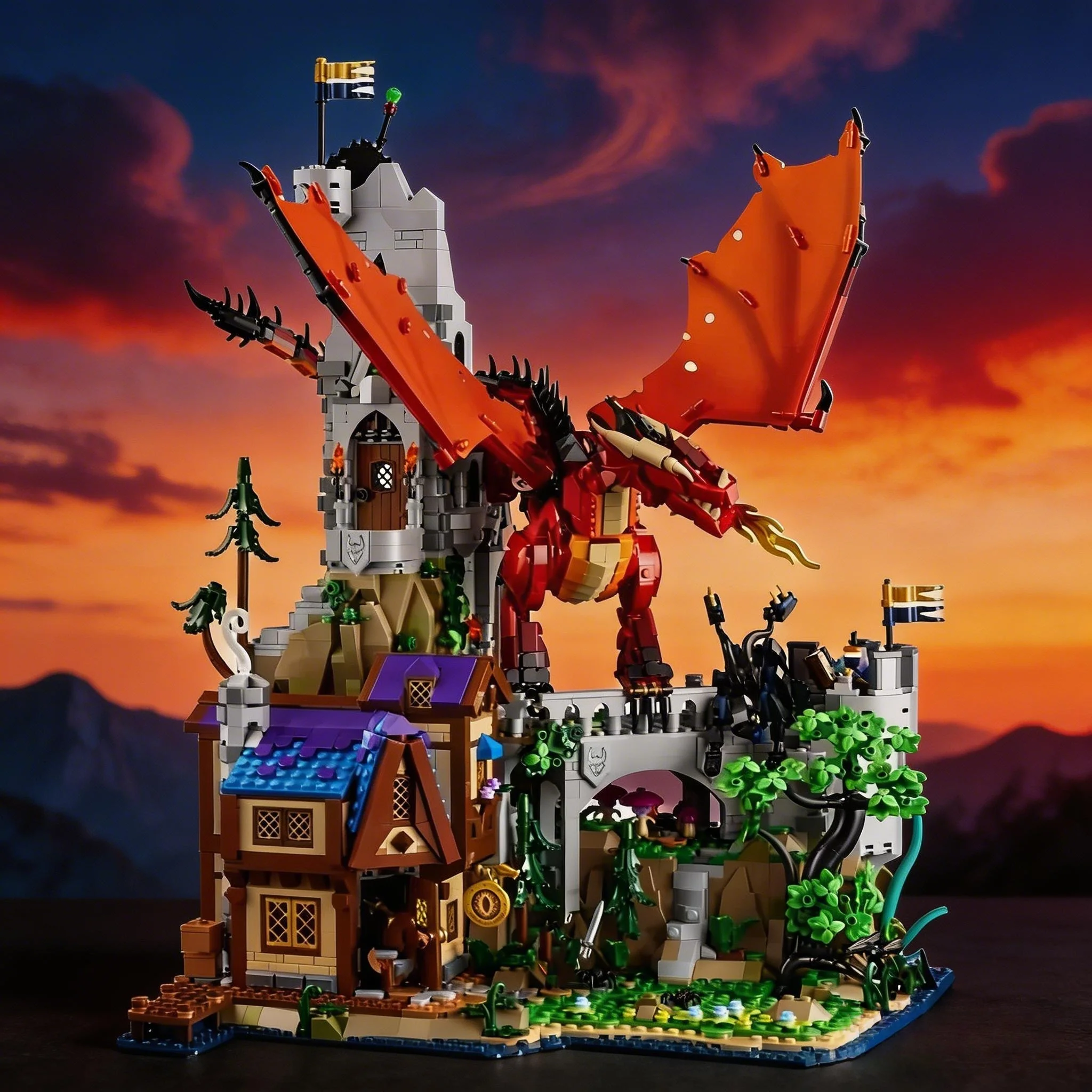 

Новая модель крепости «Красный Дракон» для сборки, праздничное украшение, развивающая игрушка для детей из кирпичиков