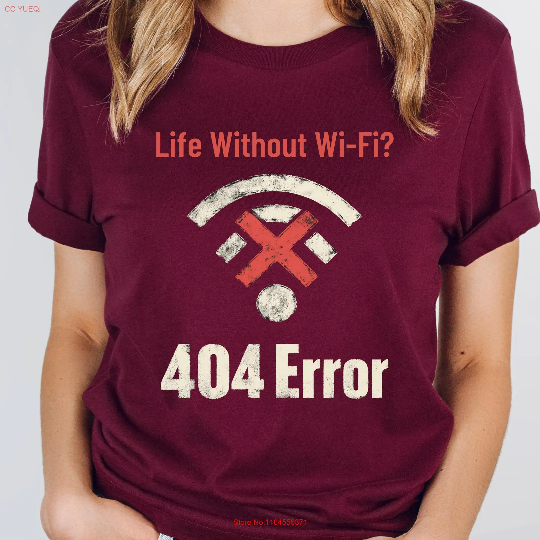 الحياة بدون واي فاي 404 خطأ تي شيرت مضحك الفكاهة الإنترنت للرجال والنساء التعتمد على التقني عن بعد
