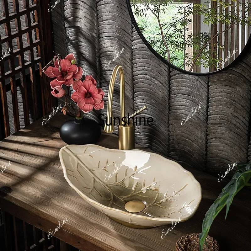 Creative ceramic table basin antique design artist uses anti-splash surface