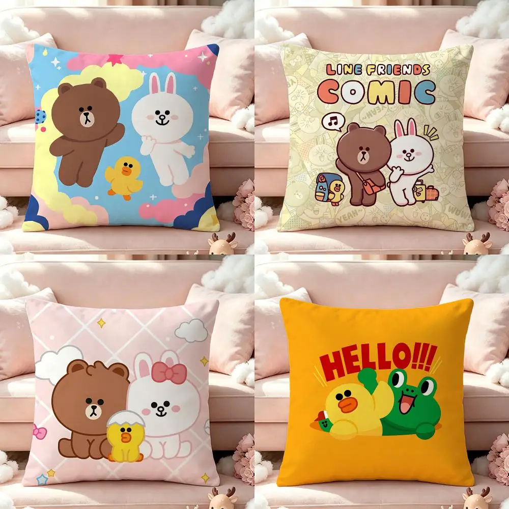 Ip‑LINE FRIENDSS Cushion Cover Pillow Multi‑size Short Plush Pillow Cute Simple Style For Living Room Bedroom Birthday Gift