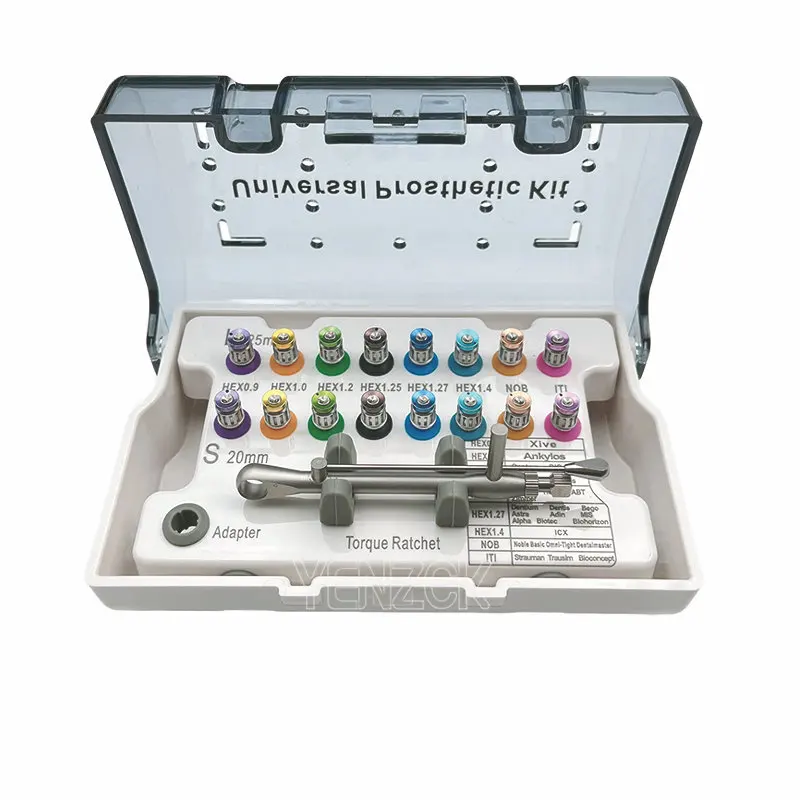 1set Dental Universal Implant Torque Wrench Screwdriver Prosthetic Kit Dentistry Restoration Ratchet Drivers Set 10-70NCM