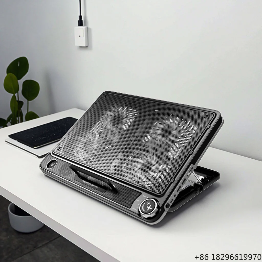 RGB Gaming Laptop Cooler With LCD Display Control,Dual USB Ports Laptop Cooling Stand