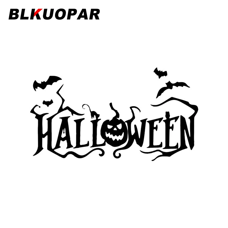 BLKUOPAR Horror Pumpkin Bat Letter Halloween Silhouette Car Sticker Windows Trunk Surfboard Windows Trunk Car Door Protector