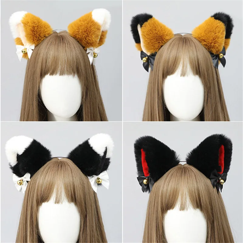 Anime cosplay trajes aros de cabelo lolita gato raposa orelha bandana mulher menina cosplay festa kawaii hairband caudas animais auto-foto