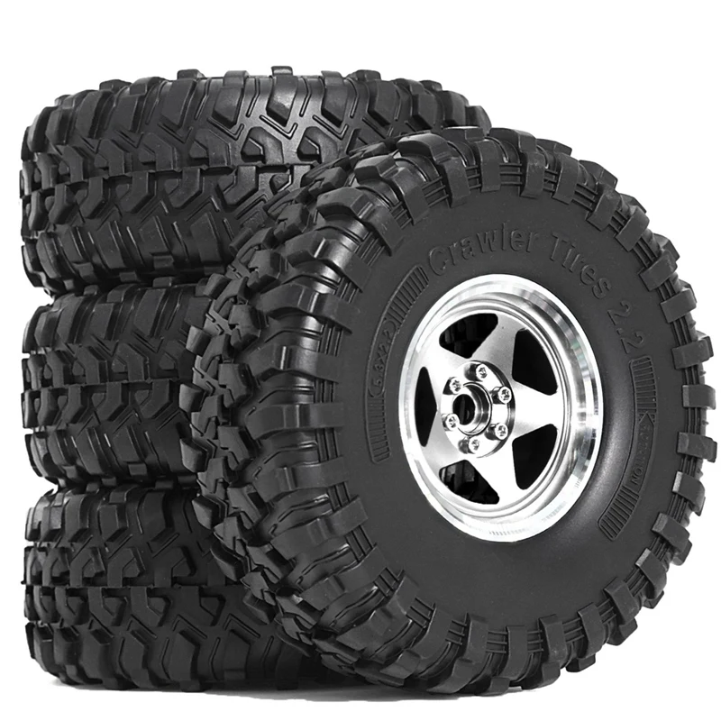 

L81A 2025-4Pcs 135Mm Metal 2.2In Beadlock Wheel Rim Tire Set For 1/10 RC Crawler Car Axial SCX10 Wraith RR10 Capra Traxxas TRX4