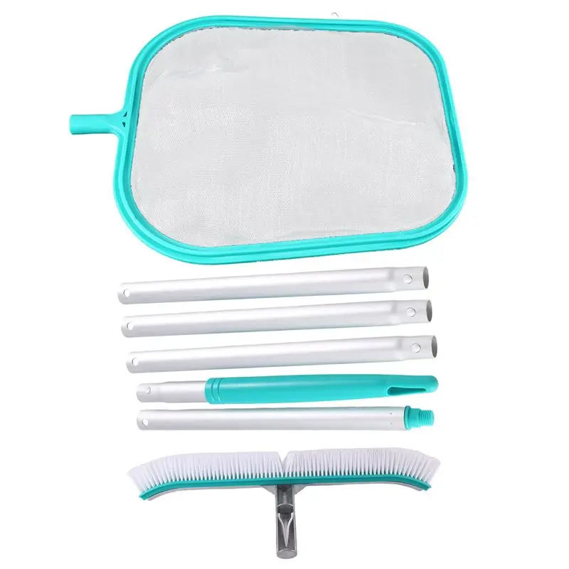 

Pool Shallow Mesh Netting With Leaf Skimmer Net,Telescopic Pole-18In Scrub Brush,Clean Debris From Wall,Floors,Steps Limit