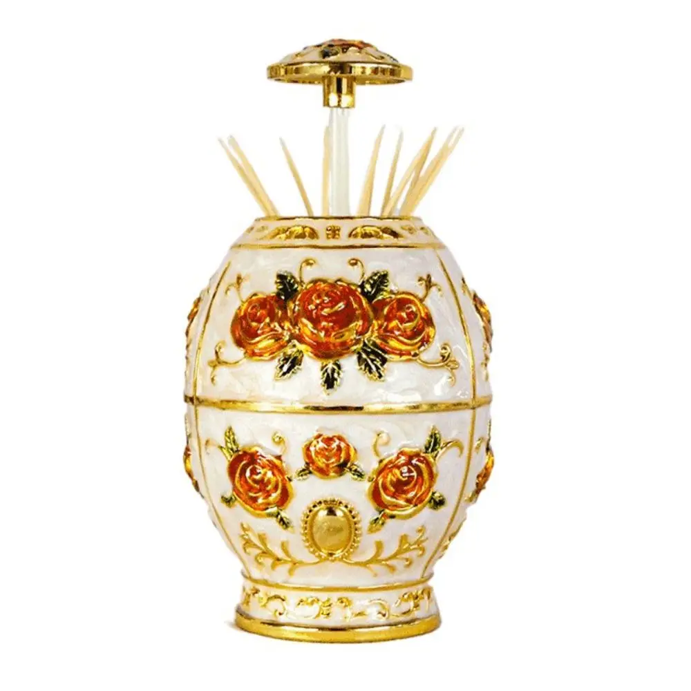 

Яйцо в форме европейского стиля, коробка для зубочисток, пресс-тип, тисненый узор розы, органайзер для зубочисток, автоматический ретро