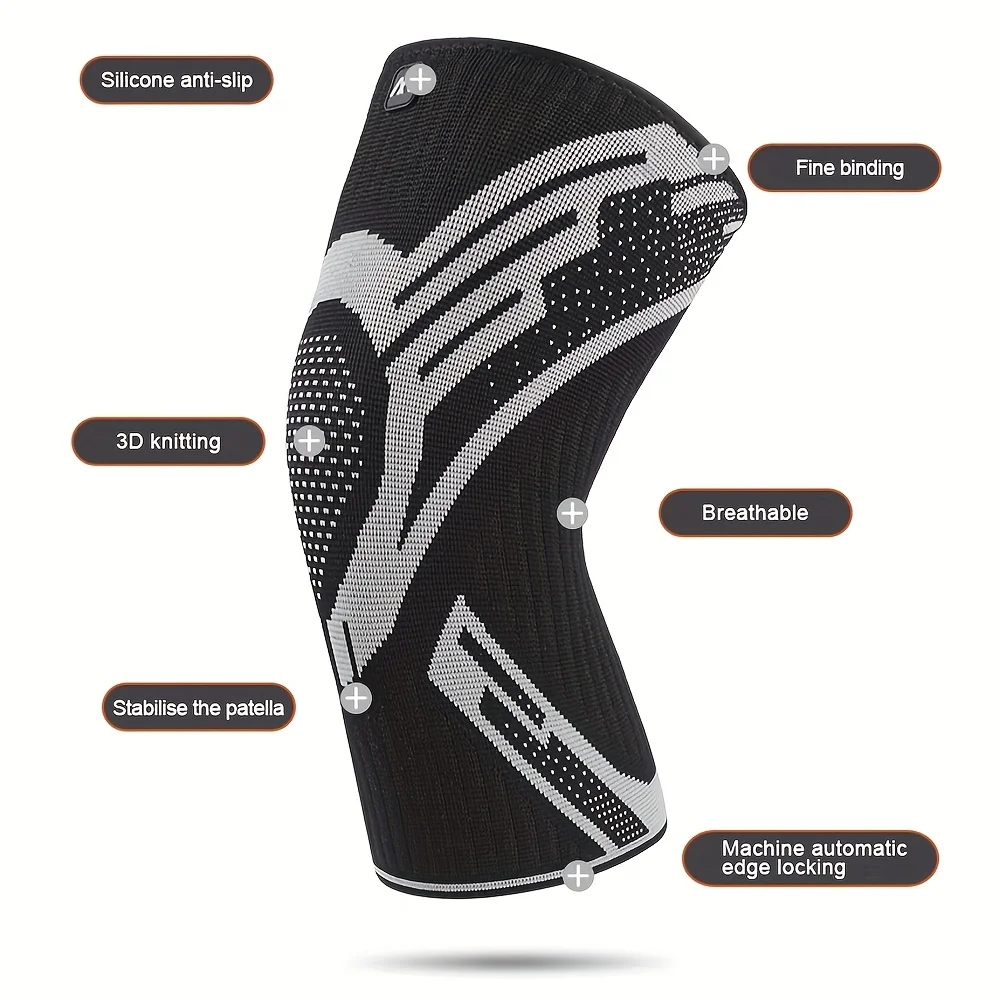 1 Pcs Compression Knee Support Sleeve Elastic Breathable Knee Pads Brace Springs Gym Sports Protector Basketball Volleyball Run image 3