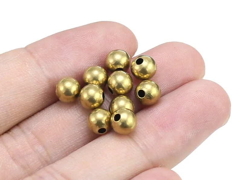 Brass Round Beads, Round Spacer Beads, Bracelet Beading, 3mm 4mm, Matal Slider Beads, Jewelry Making R2320