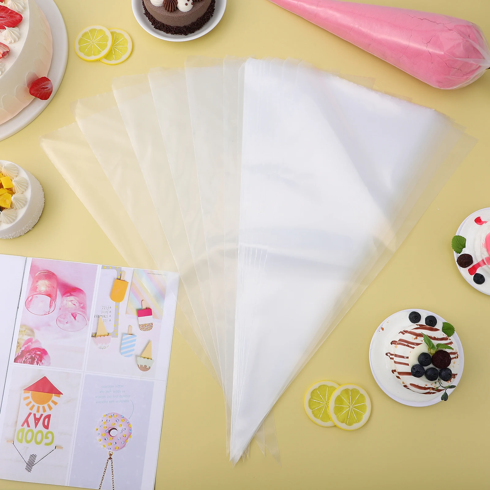 

100 Pcs 24 Inch Disposable Piping Bags Large Size Strong PE Material Cake Decorating Supplies Frosting Tools Pastry Bag Clear