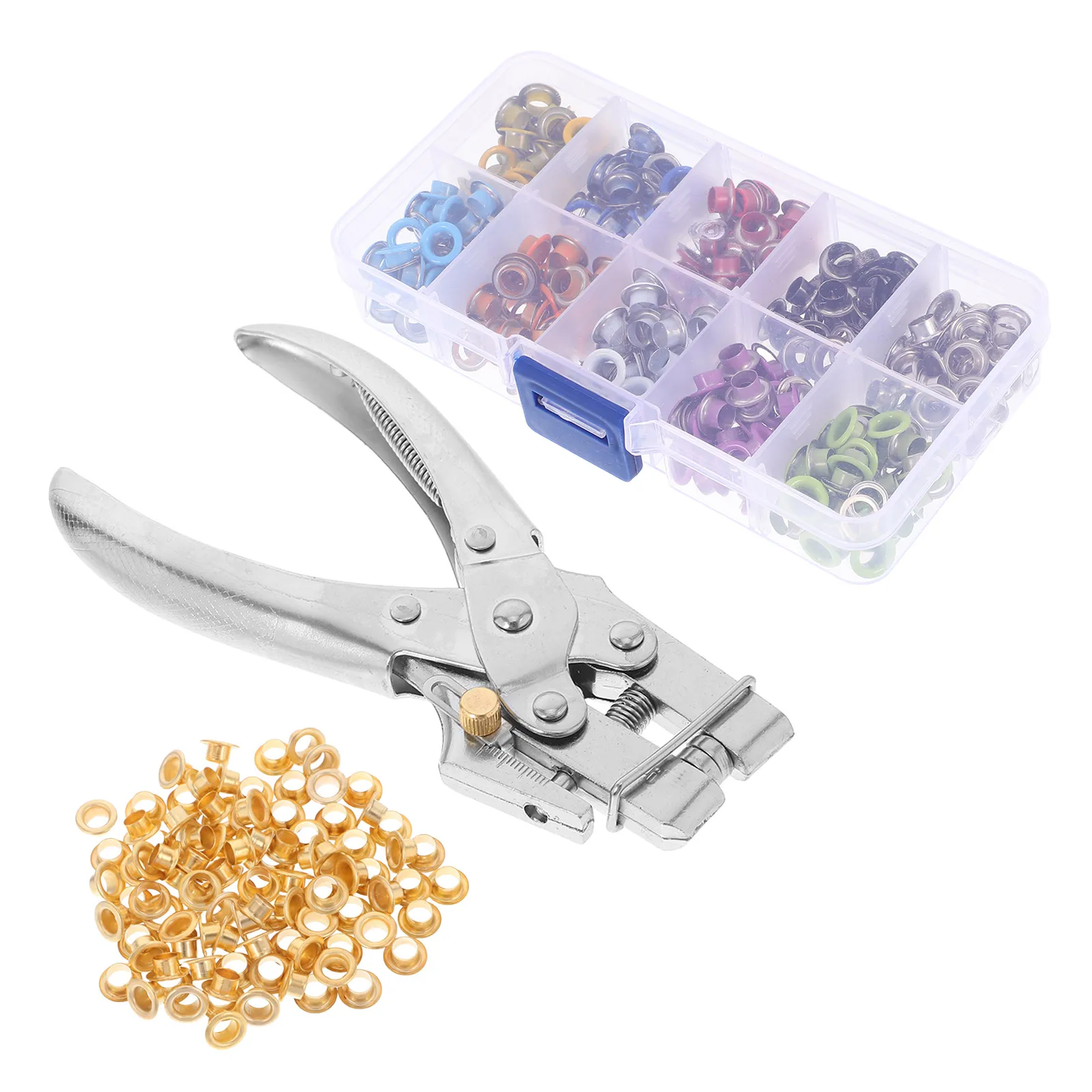 

1 set Grommet Tool Kit Lightweight Springloaded Portable Sturdy Iron Eyelet Pliers Set Banner Tarp Clothing Milling