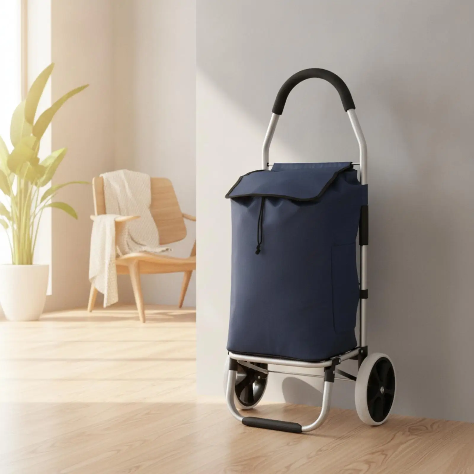 Folding Shopping Cart Foldable Shopping Trolley with Wheels Foldable Utility Cart with Bag for Senior, Farmers Market