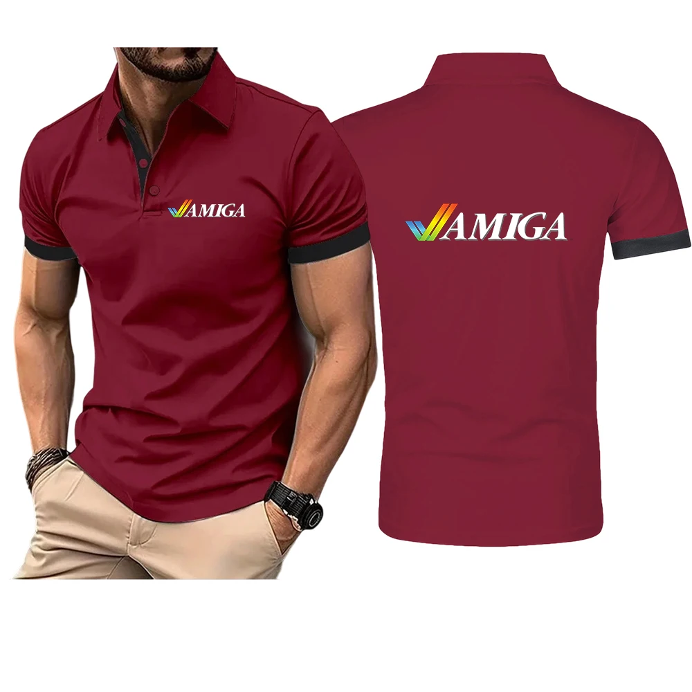 Men's Short Sleeve Polo Shirt Contrast Collar Cuff Design Casual Business Golf T Shirt For Man men's Polo Shirts Men Clothing