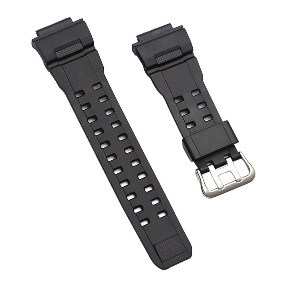 Bracelet de montre en résine noire, bracelet de remplacement confortable en PU pour hommes et femmes, montre-bracelet de Sport décontractée à la mode