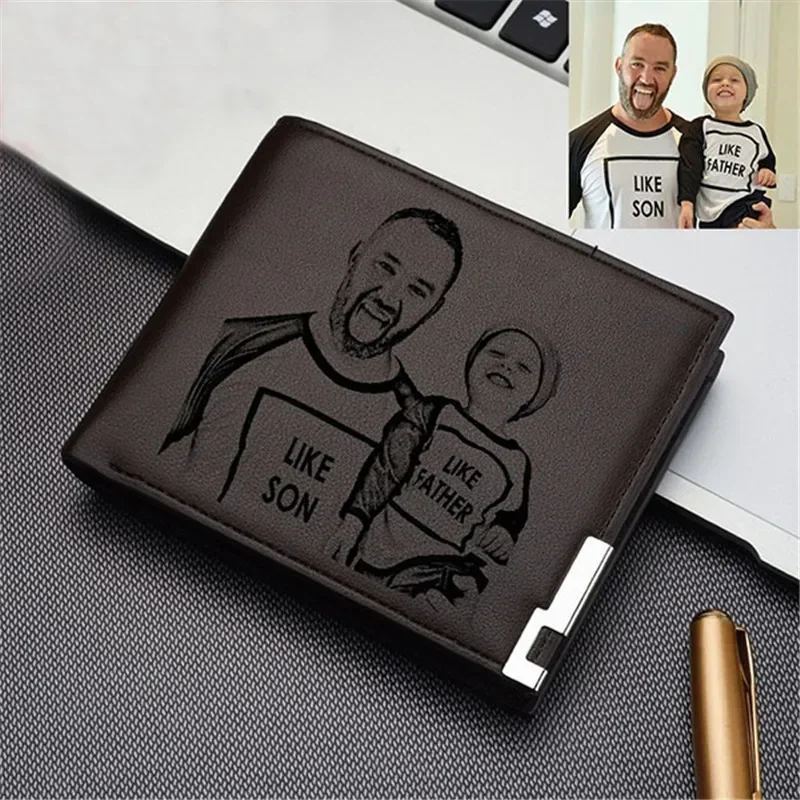 Cartera con foto personalizada para hombre, billetera plegable con grabado personalizado, regalo para el Día del Padre para papá e hija