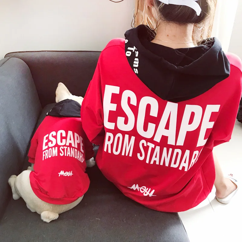 Spring Autumn Winter Parents Pet Cothing, Plush Hooded Teddy T-shirt trendy letter hoodie  dog adult parent-child Hoody