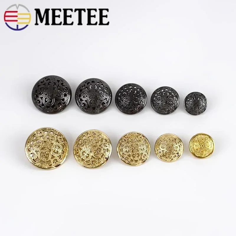 10/20Pcs 15-25mm Hollow Carved Metal Button for Clothing Decorative Botones Suit Skirt Coat DIY Women Garment Sewing Accessories