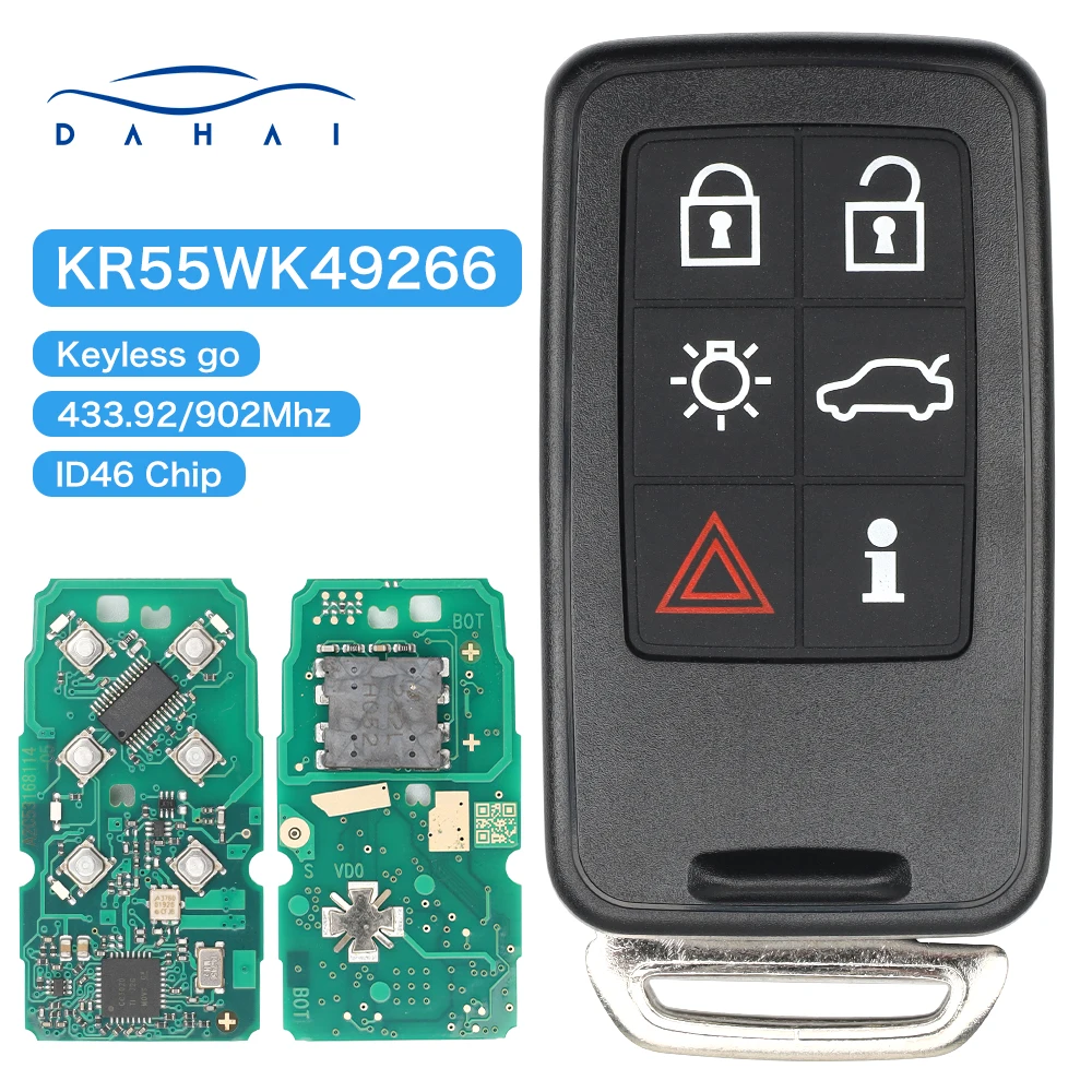 

dahai Car key Remote Key For Volvo S60 S80 XC60 XC70 V40 V60 V70 KR55WK49266 ID46 434//902MHz