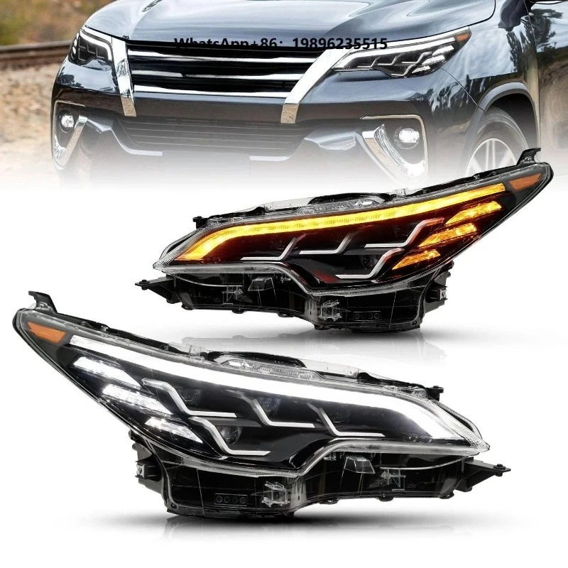 Legender Accessories Headlight Daytime Light LED 4 Lens for Fortuner Legender 2016-2021 Plug and Play Fortuner Headlights