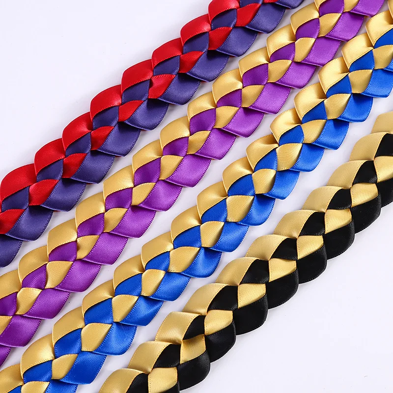 2 Pcs Handmade Ribbon Rope Class Of School College High School Double Graduation Ribbon Leis Wreath Congratulation Party Gifts
