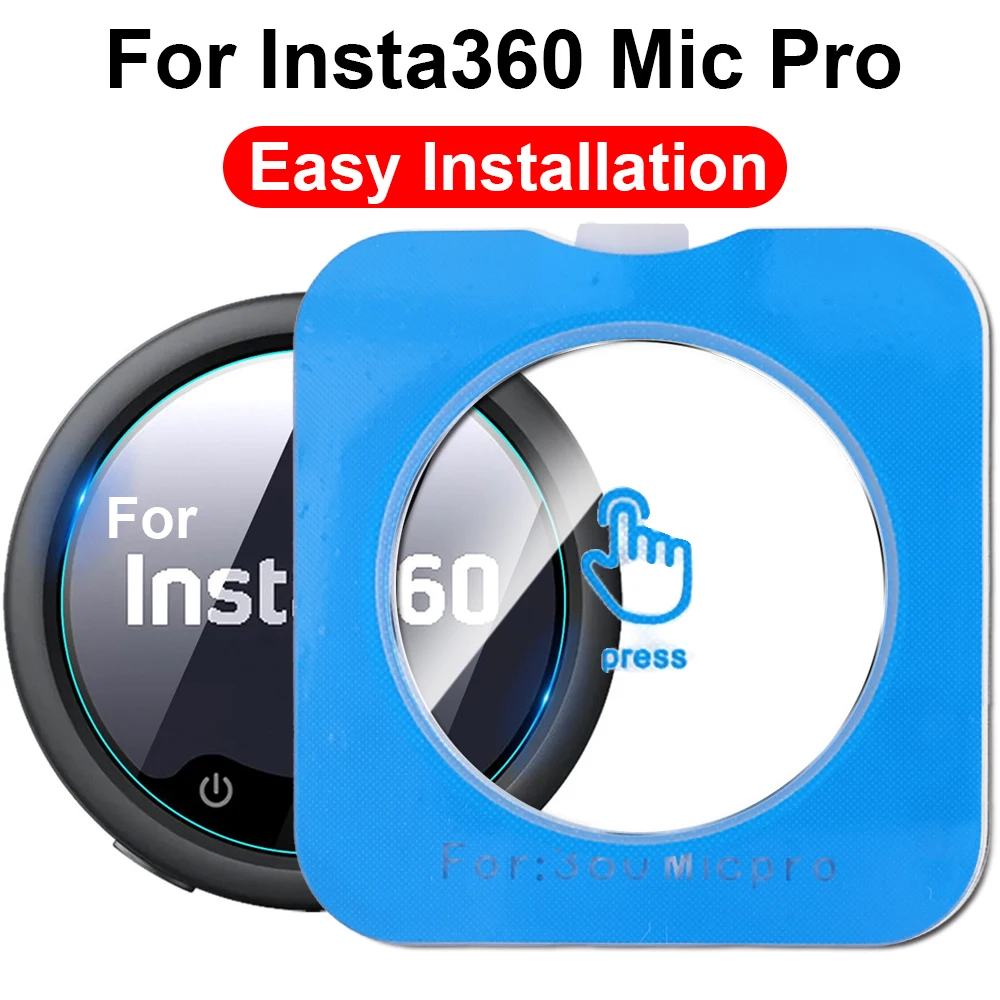 5-1Pcs Tempered Glass Film for Insta360 Mic Pro Screen Protector Quick Pasting Kit Ultra-HD Anti-scratch 9H Hardness Glass Cover