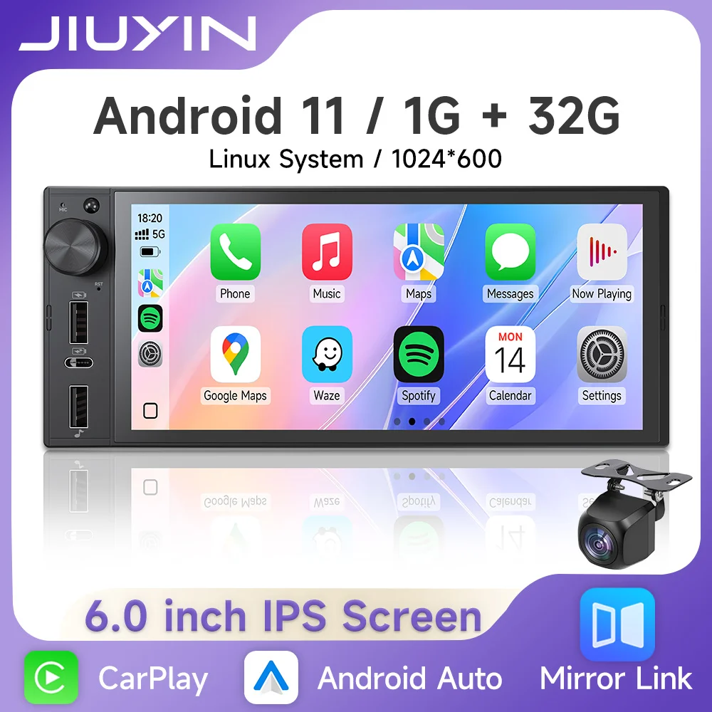 

6 Inch 1Din Wireless/Wired Carplay Android Auto Car Radio Multimedia Video MP5 Player Touch Screen Universal Auto Radio Stereo