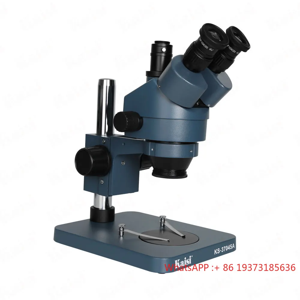 Kaisi 37045A microscopio 7X ~ 45X Trinocular industria DIY azul para reparación de teléfonos mantenimiento de placa base soldadura Cautin