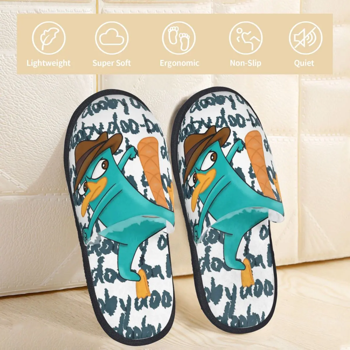 Winter Home Cotton Slippers Perry The Platypus Agent Merch Household Fur Slides Slippers Living Room Soft Non-slip Slides
